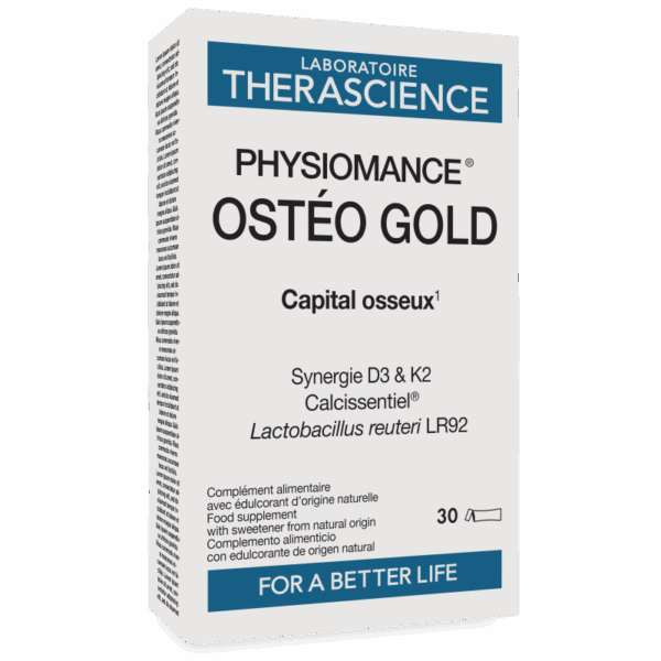 Osteo Gold – Calcissentiel® (calcio) + citrato de magnesio + vitaminas D3 & K2 + L. reuteri LR92 | Therascience